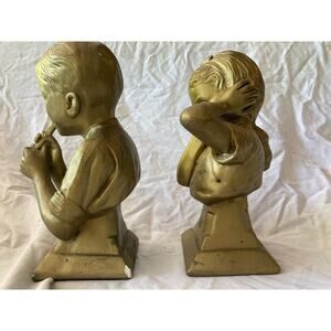 Pair of Vintage Esco Signed E. Vilinania Statues Boy Playing Flute
